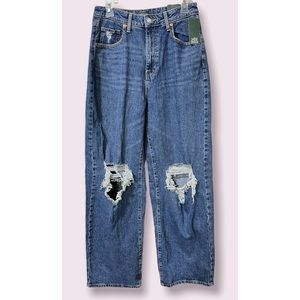 Wild Fable Women's Super-High Rise Distressed Baggy Jeans Medium Blue 8/29 NEW